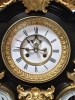 Reloj de sobremesa francés, mármol y bronce, con barómetro y calendario, siglo XIX
