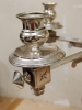 Pareja de candelabros eclécticos de cinco brazos, plata contrastada, Europa, siglo XIX
