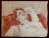 Óscar Tusquets, desnudo femenino recostado, sanguina sobre papel, España, 1975
