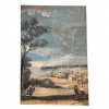 Pintura al agua sobre lino, “Duelo de caballeros”, escuela francesa, siglo XVIII