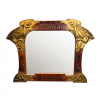 Espejo en latón dorado y cuero, siguiendo Gabriel Viardot, art nouveau, Francia, principios del siglo XX
