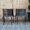 Pareja de cómodas galveadas, madera ebonizada, Francia, siglo XX