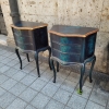 Pareja de cómodas galveadas, madera ebonizada, Francia, siglo XX