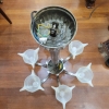 Lámpara de techo / Chandelier Atelier Petitot París, vidrio y metal niquelado, art déco, Francia, años 30