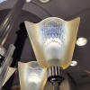 Lámpara de techo / Chandelier Atelier Petitot París, vidrio y metal niquelado, art déco, Francia, años 30