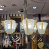 Lámpara de techo / Chandelier Atelier Petitot París, vidrio y metal niquelado, art déco, Francia, años 30