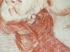 Óscar Tusquets, desnudo femenino recostado, sanguina sobre papel, España, 1975
