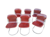 Conjunto de seis sillas voladizas de comedor, diseño de Willy Rizzo para Cidue, acero cromado y cuero, Italia, circa 1970