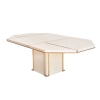 Mesa de comedor extensible, Jean-Claude Mahey, madera lacada y latón dorado, Francia, años 70