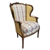 Sillón corbeille en madera, tapizado Pierre Frey, Luis XVI, Francia, circa 1820