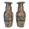 Pareja de jarrones de porcelana, Familia Rosa, Dinastía Qing, Cantón, China, siglo XIX