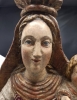  Virgen coronada con niño en madera policromada y tela con oros, siglo XIX