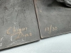 Escultura de rana en tres partes, bronce de Chiqui Diaz, firmado y numerado