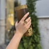 Sortija / Anillo art déco con gran cuarzo citrino, talla esmeralda, oro 18k, años 40