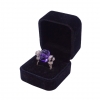 Sortija / Anillo con gran amatista gallonada, diamantes, oro 14k y esmalte, años 50