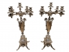Pareja de candelabros eclécticos de cinco brazos, plata contrastada, Europa, siglo XIX