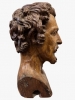 Pareja de cabezas de apóstoles en madera de roble tallada, escuela europea, probablemente siglo XVII-XVIII
