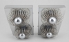 Tres apliques de pared de dos luces en metal cromado, hacia 1970