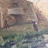 Paisaje costumbrista catalán, pintura al óleo, siglo XIX-XX
