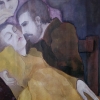 Escena expresionista / simbolista, escuela catalana, óleo sobre lienzo, siglo XX