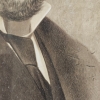 Retrato aristocrático al carboncillo de Manuel Pez (Jaén, 1890), dedicado, siglo XIX