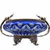 Centro de mesa - frutero de cristal de Bohemia con montura de metal