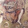Carmen Parra, técnica mixta sobre papel \"Ángel músico\", México, siglo XX