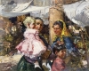 Ignacio Gil Sala, óleo sobre lienzo, Mujeres y niños en Ibiza, impresionismo español, años 60