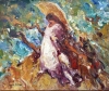 José Antonio Pineda Bueno, Luz estival, óleo sobre lienzo, mujer en jardín