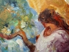 José Antonio Pineda Bueno, Luz estival, óleo sobre lienzo, mujer en jardín