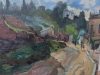 Antoni Llobet Aracil, Paisaje con figuras, óleo sobre lienzo, 1940