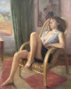 Ramon Pichot Soler, Mujer descansando, óleo sobre lienzo, 1990