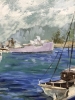”Paisaje Balear con Ciudad Amurallada”, J. García Altafulla, años 50 del siglo XX