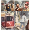 “Dos Escenas de Barcelona de la Belle Époque”, J. Puigsegur, años 80-90 del siglo XX