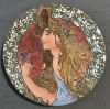 Plato de terracota pintado, art nouveau, sin firmar