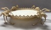 Centro de mesa o bandeja china Qing, bronce dorado y mármol, 4 grullas y dragones, c. 1890 