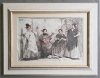 José Peris Aragó y Pepe Peris Panach, dibujo costumbrista original, escuela valenciana, mediados del siglo XX