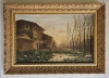 Paisaje costumbrista catalán, pintura al óleo, siglo XIX-XX