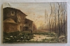 Paisaje costumbrista catalán, pintura al óleo, siglo XIX-XX