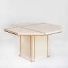 Mesa de comedor extensible, Jean-Claude Mahey, madera lacada y latón dorado, Francia, años 70