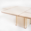Mesa de comedor extensible, Jean-Claude Mahey, madera lacada y latón dorado, Francia, años 70