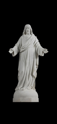 Escultura italiana de mármol blanco del siglo XIX del Sagrado Corazón de Jesús