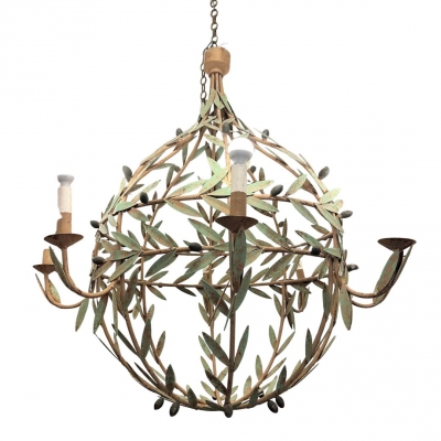 Lámpara globo, hojas de olivo, siguiendo Maison Baguès, Francia, mid-century, años 70