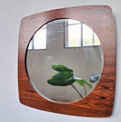 Espejo vintage de pared de palo de rosa, 1950 - 1959