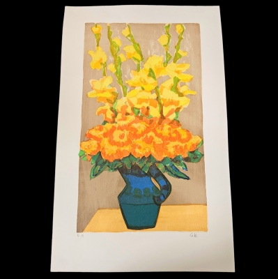 Gernot Kissel, ”Flores”, litografía prueba de artista, 1970 - 1975