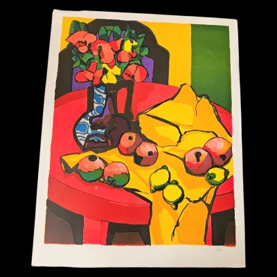 Gernot Kissel, ”Mesa con Frutas”, litografía prueba de artista, 1970 - 1975