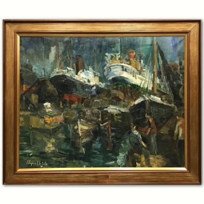 ”Escena de Astilleros con Figuras”, J. García Altafulla, años 50 del siglo XX