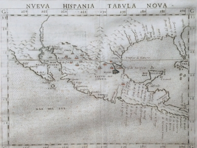 Mapa original del siglo XVI de la Nueva España: Nueva Hispania Tabula Nova de Ruscelli, 1562