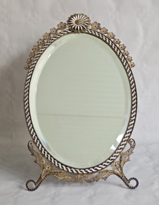 Espejo de tocador o mesa antiguo art nouveau, c. 1900