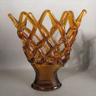 Frutero de cristal de Murano con cuadrícula. 